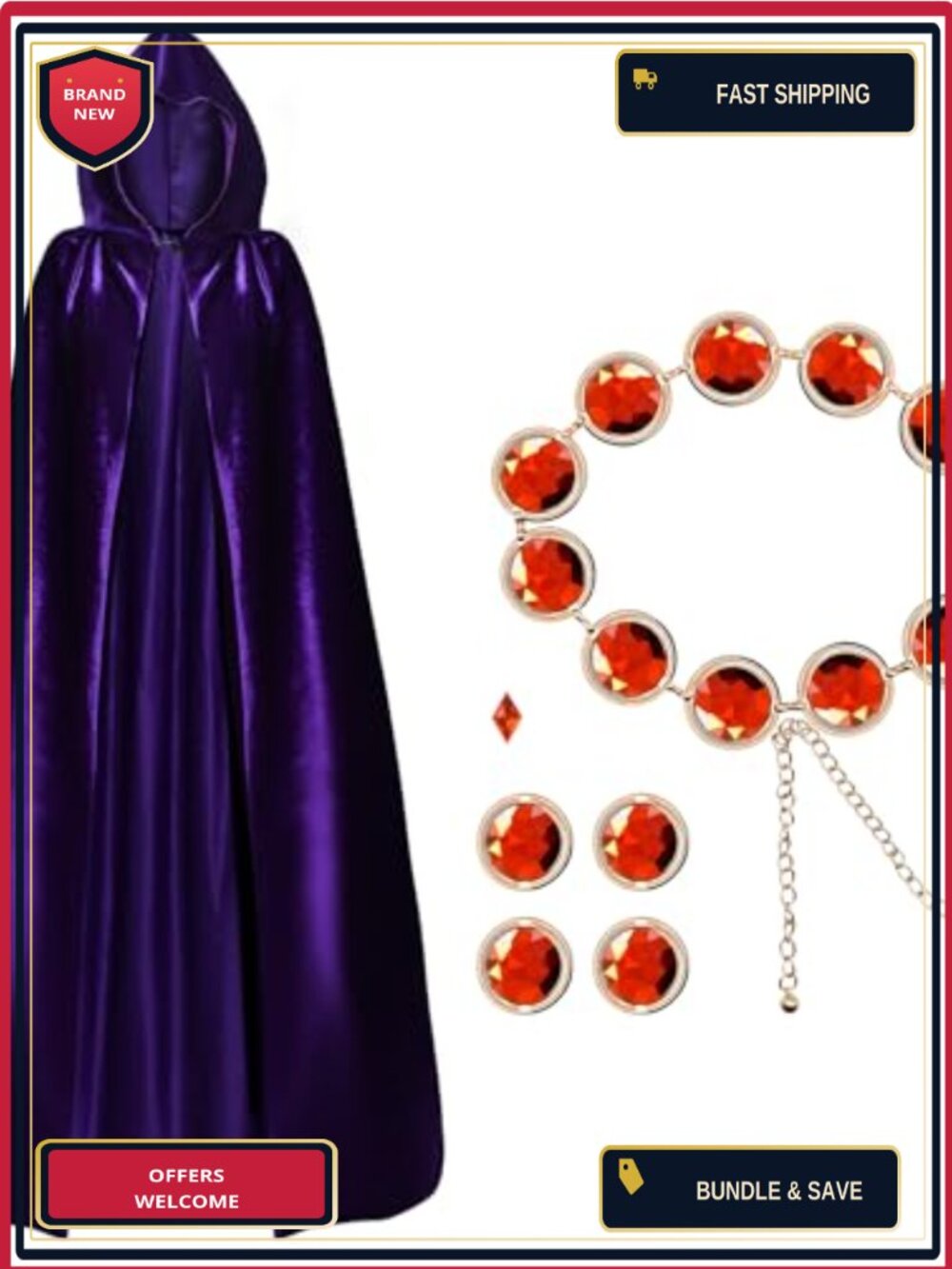 Wildox Women's Halloween Cosplay Costume Cape Set with Waist Belt Velvet